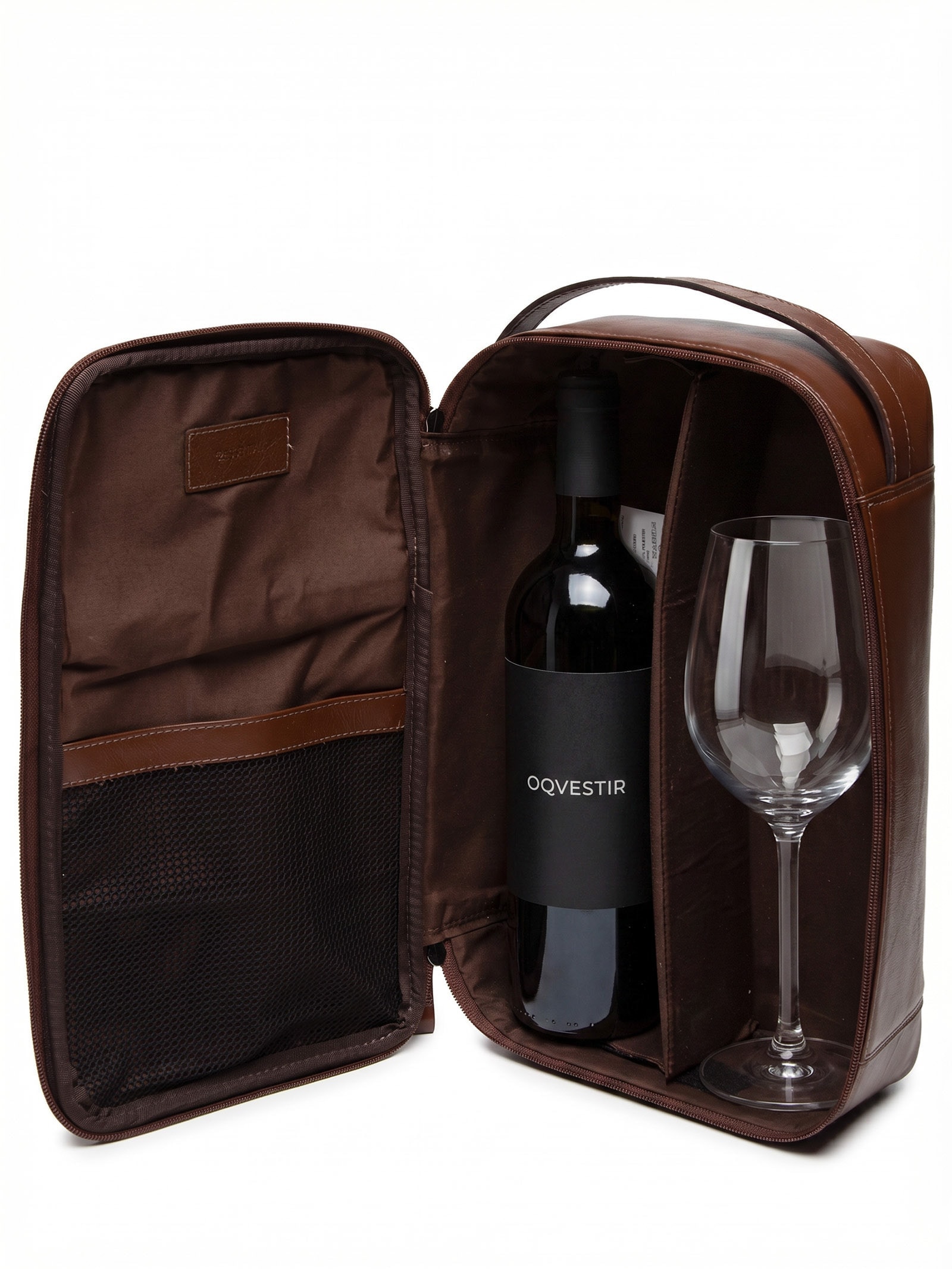 Porta VInhos Em Couro Legítimo Marrom '2 Essential