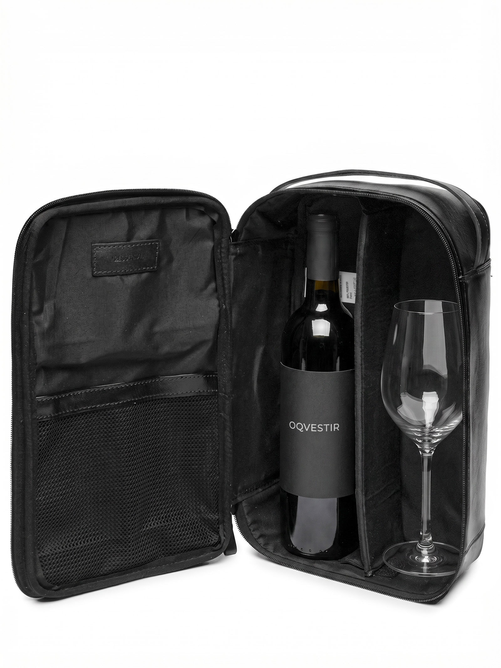 Porta VInhos Em Couro Legítimo Preto '2 Essential