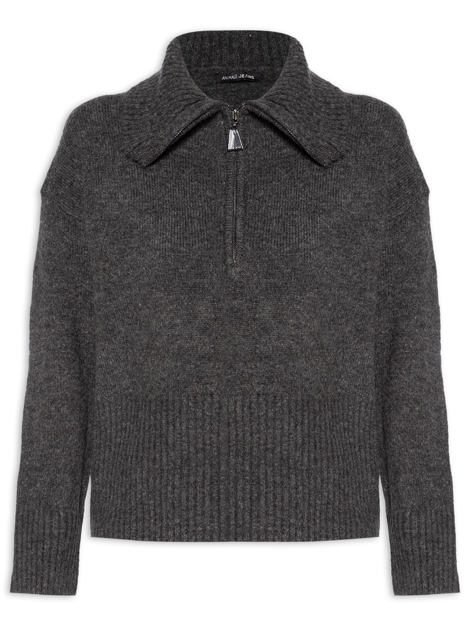 Pull Feminino De Zíper Cinza Animale Jeans