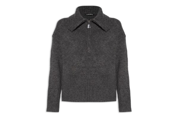 Pull Feminino De Zíper - Cinza