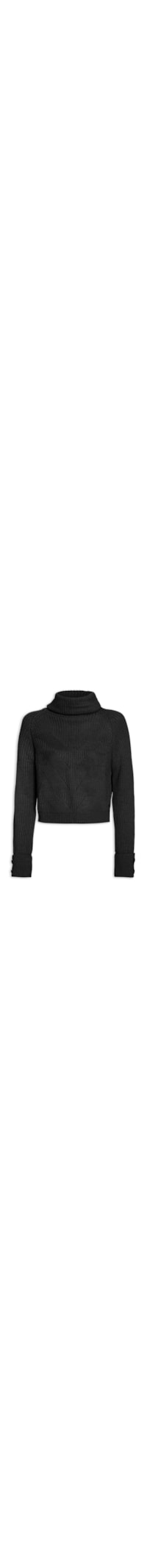 Pull Tricot Feminina Gola Alta Tranças - Preto