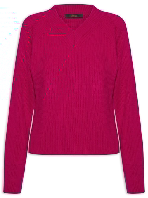 Pulôver Feminino Gola V Tricot – Rosa