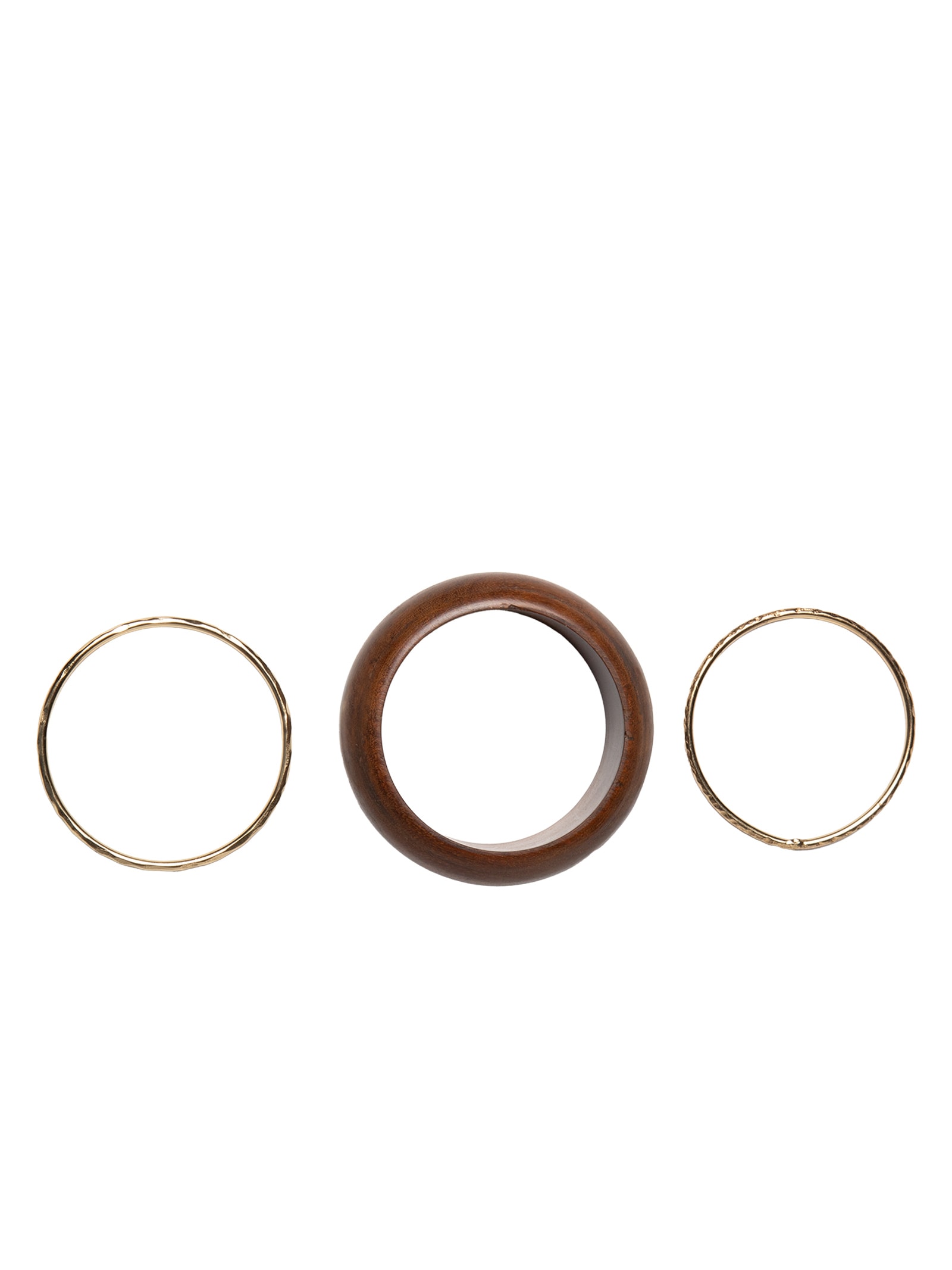 Pulseira Feminina Mix Madeira E Metal Marrom Animale
