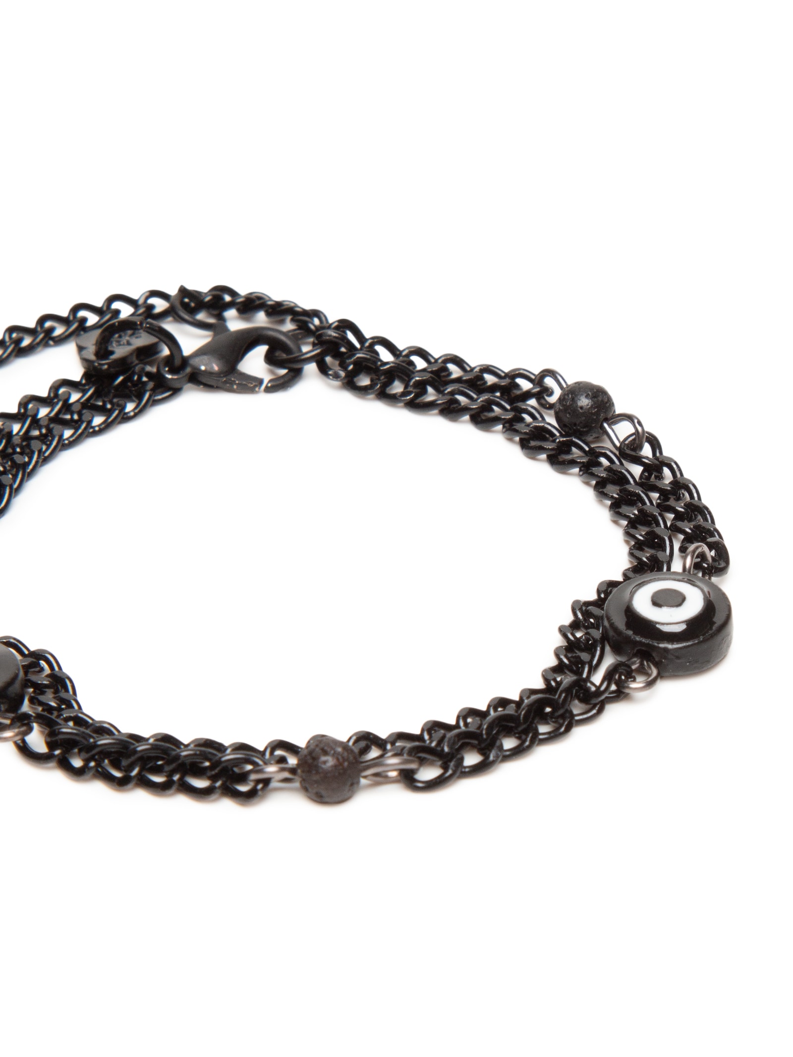 Pulseira Masculina Corrente Dupla Olho Grego Preto Sergio K