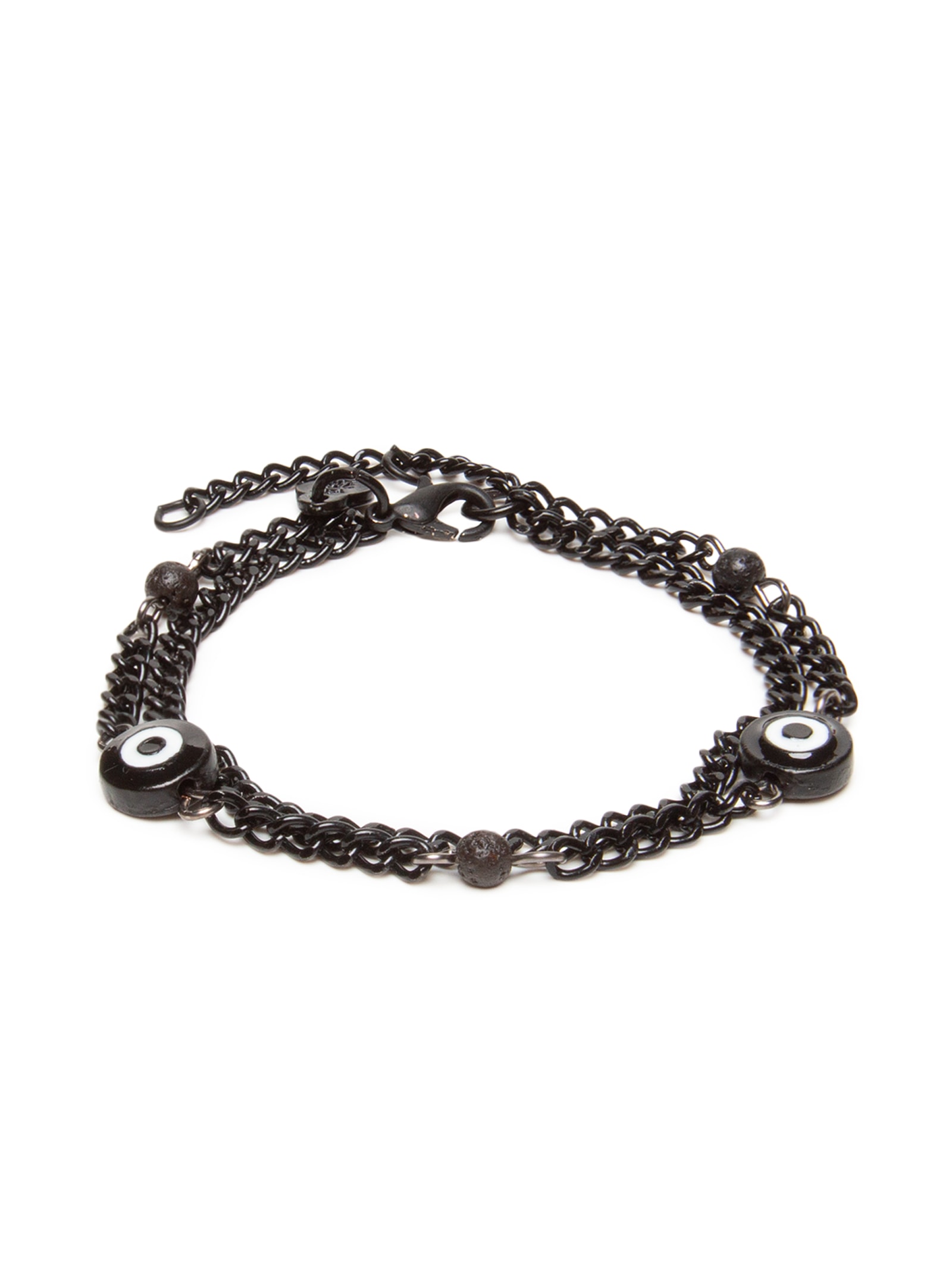 Pulseira Masculina Corrente Dupla Olho Grego Preto Sergio K