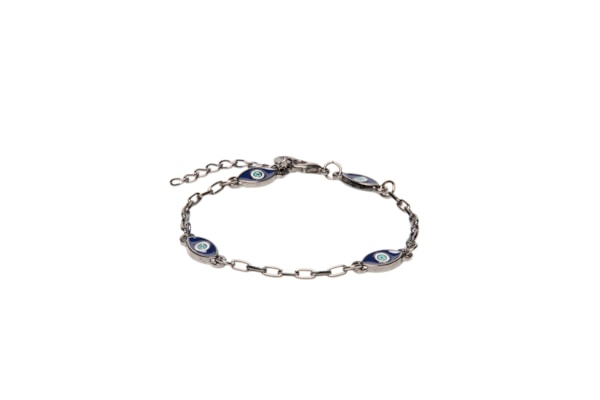 Pulseira Masculina Corrente Olho Grego - Cinza
