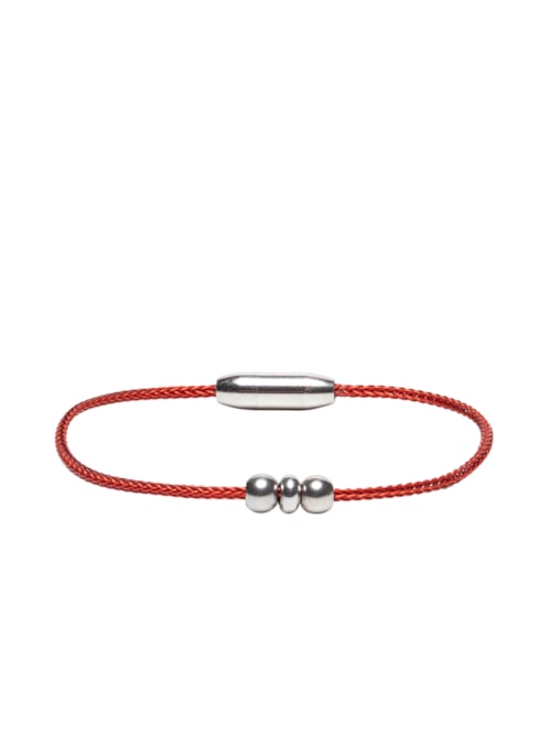 Pulseira Masculina Kromo Slim Fiesta De Cabo De Aço - Vermelha
