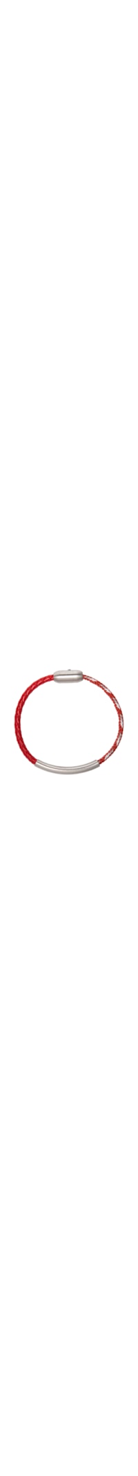 Pulseira Masculina Neil De Cabo De Aço E Couro - Vermelho