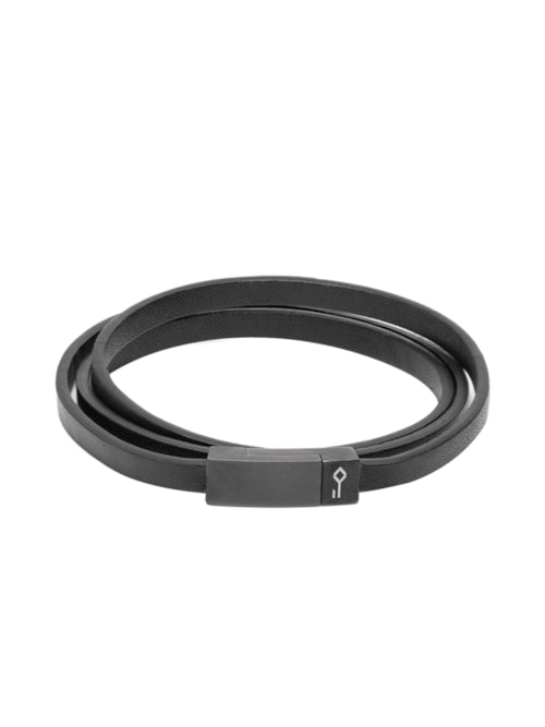 Pulseira Masculina Page de Couro – Preto
