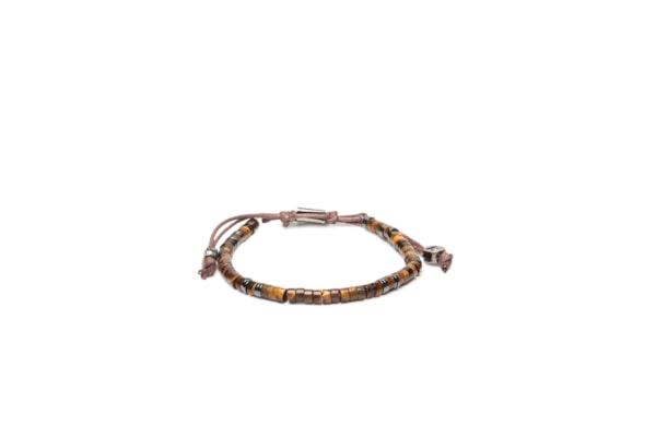 Pulseira Masculina Pedra Olho De Tigre - Bege