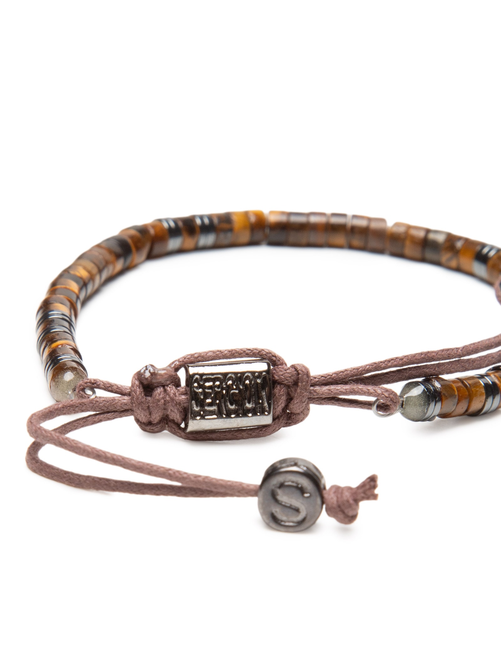 Pulseira Masculina Pedra Olho De Tigre Bege Sergio K
