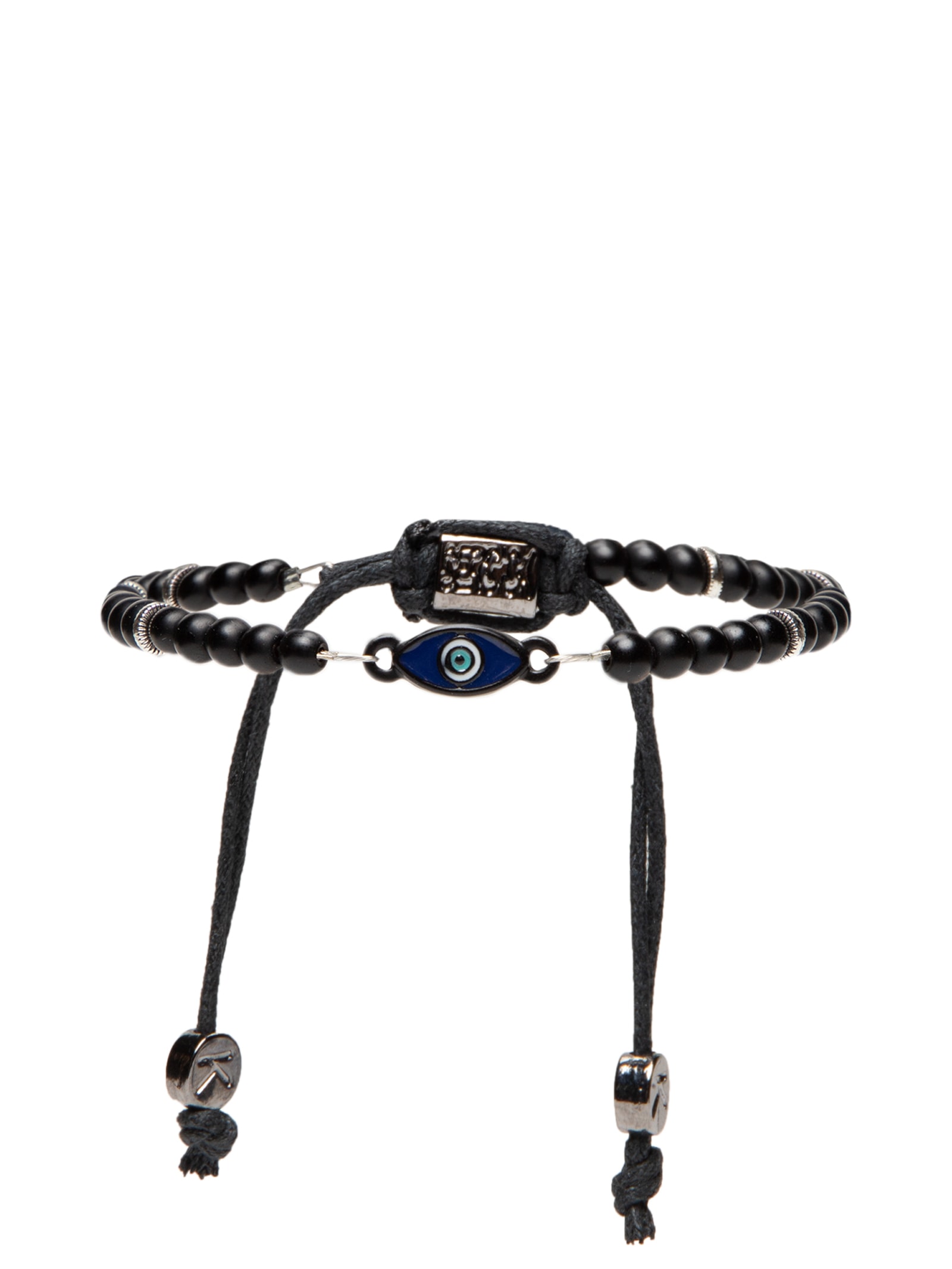 Pulseira Masculina Pedra Ônix E Olho Grego Preto Sergio K