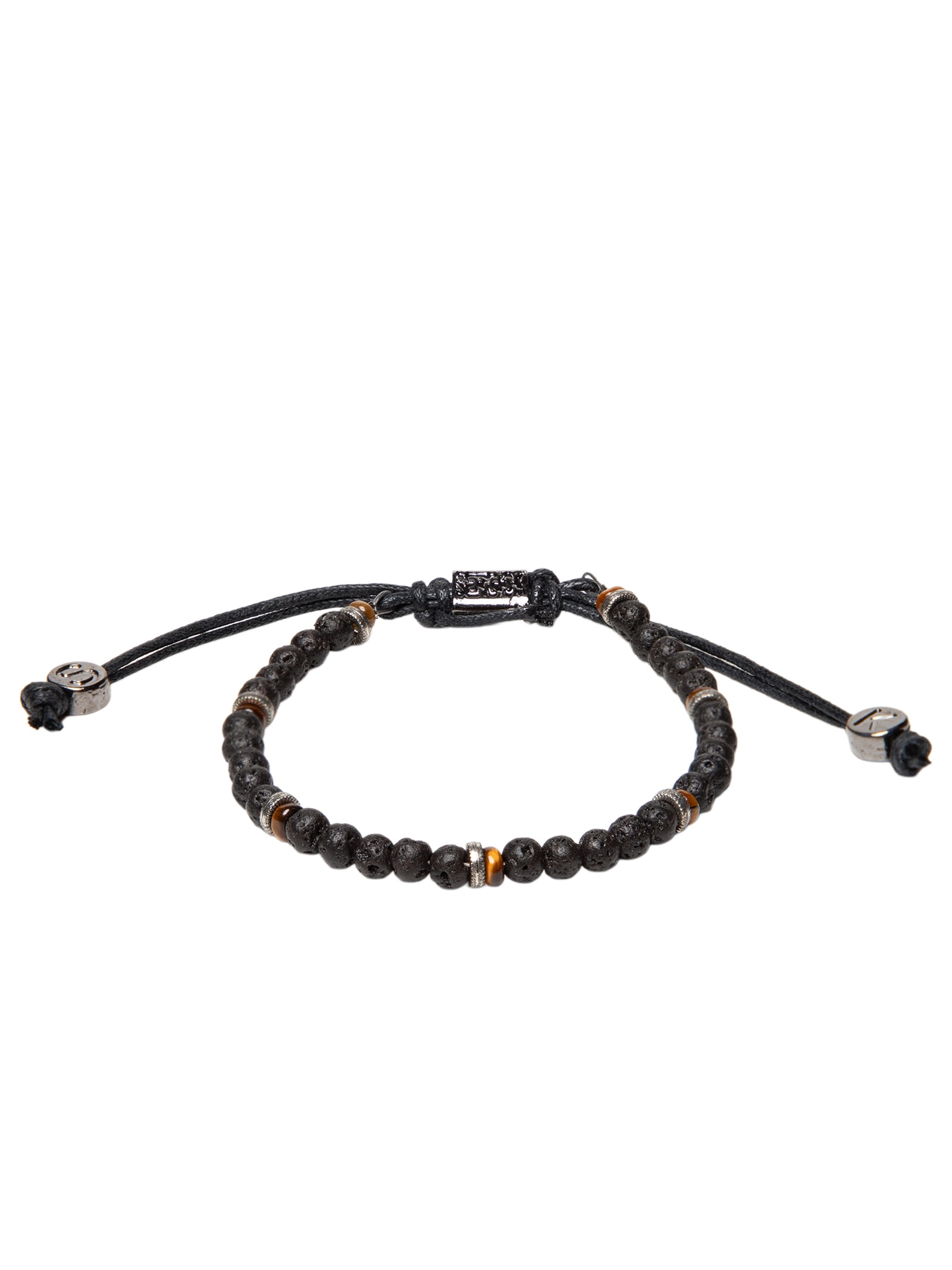 Pulseira Masculina Pedra Vulcânica E Olho De Tigre Preto Sergio K