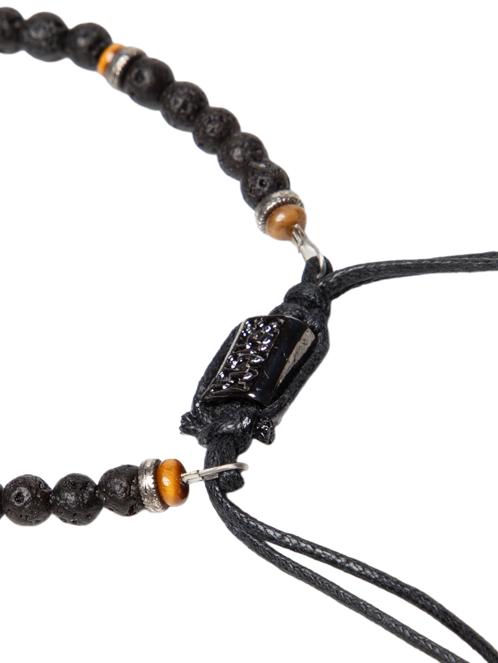 Pulseira Masculina Pedra Vulcânica E Olho De Tigre Preto Sergio K