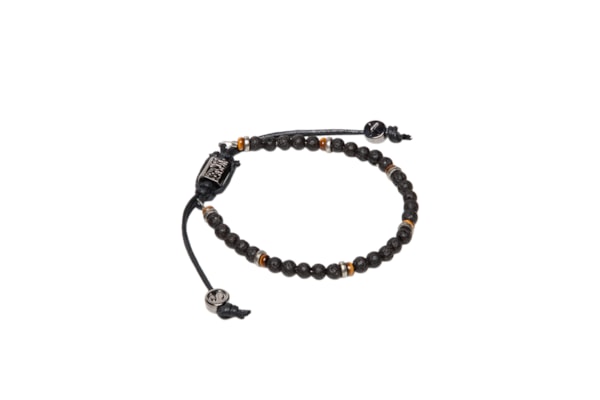 Pulseira Masculina Pedra Vulcânica E Olho De Tigre - Preto