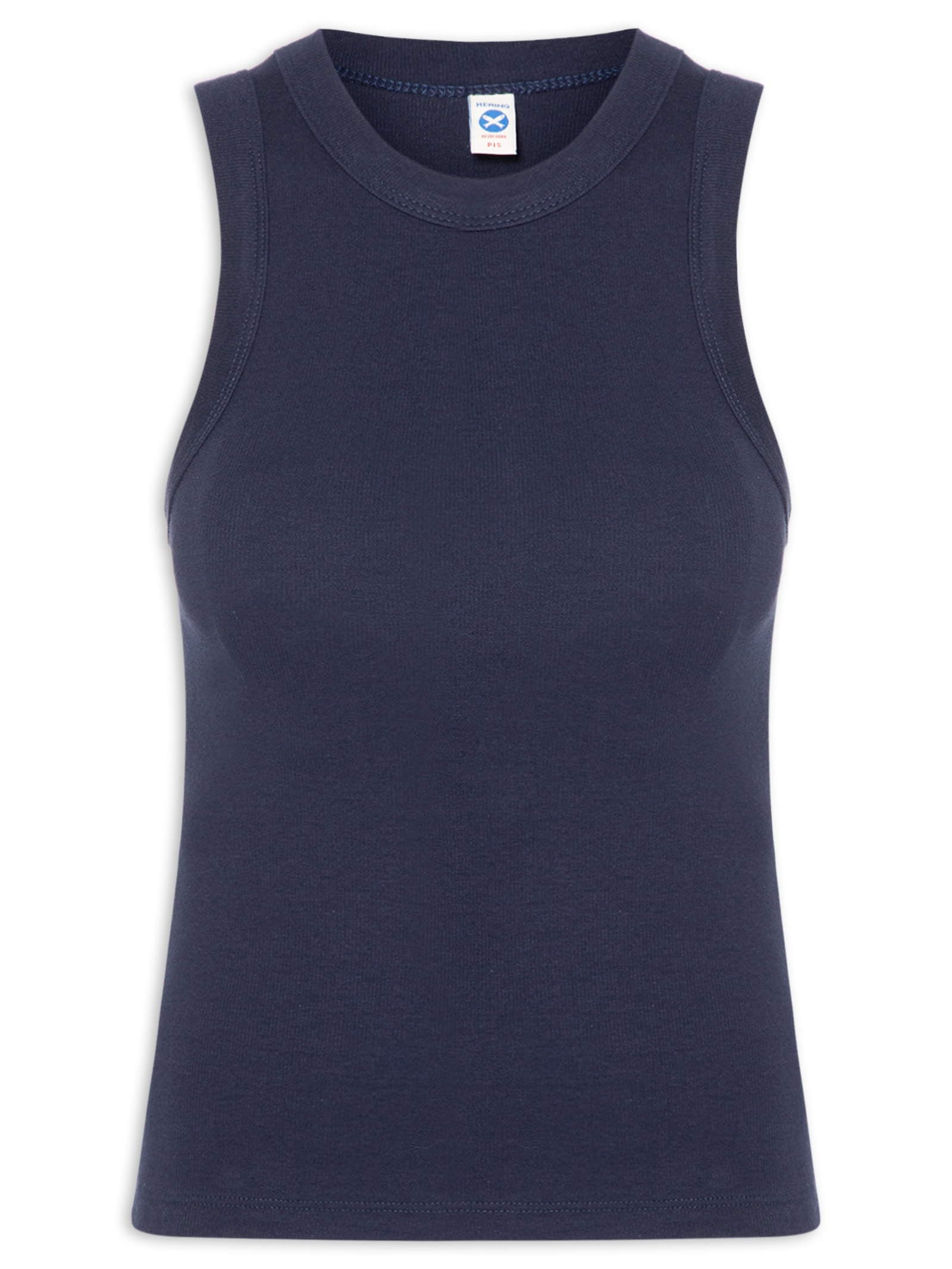 Regata Básica Feminina Slim Neck Azul Hering