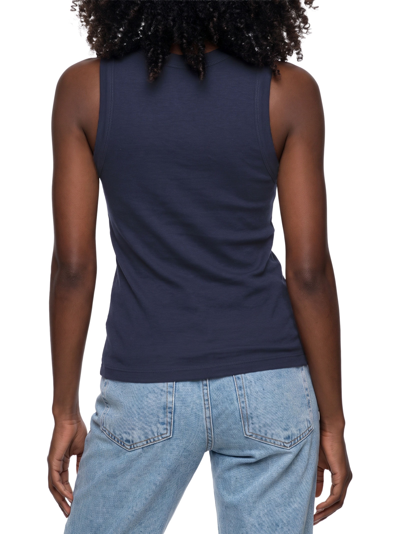 Regata Básica Feminina Slim Neck Azul Hering