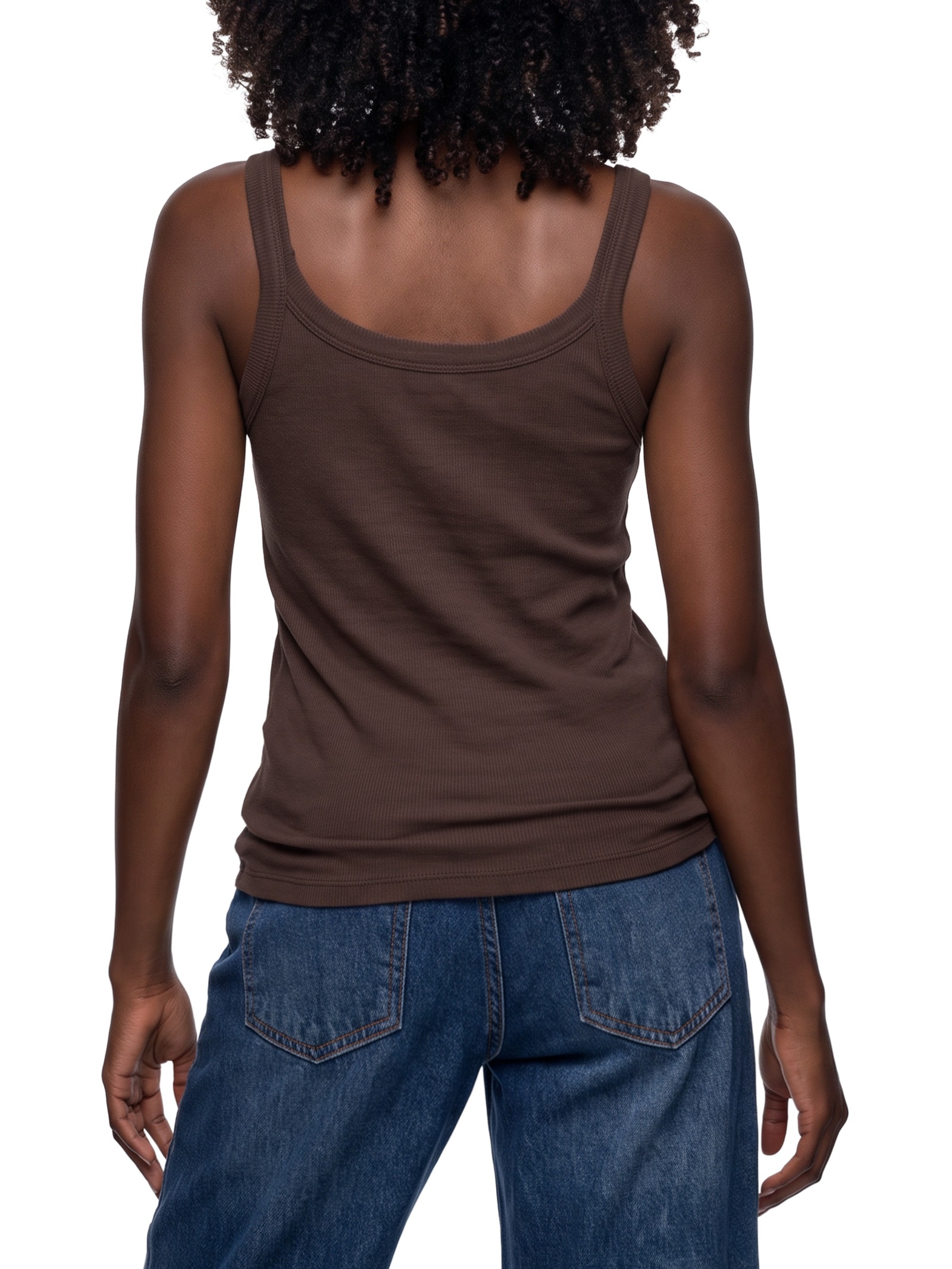 Regata Básica Feminina Slim Rib Marrom Hering