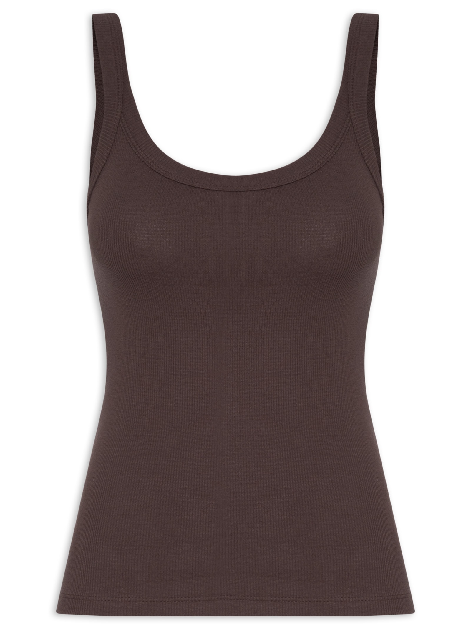 Regata Básica Feminina Slim Rib – Marrom Hering