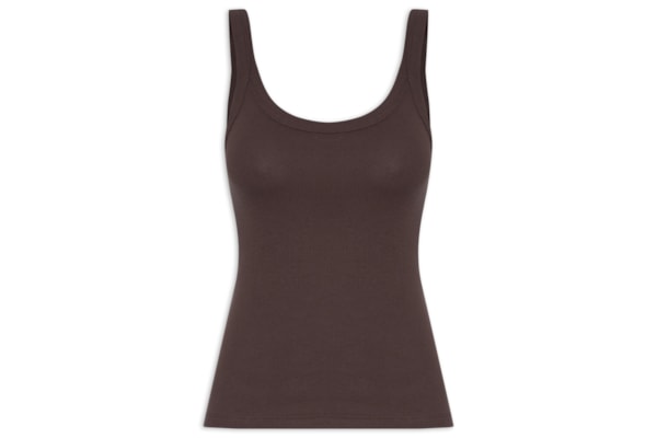 Regata Básica Feminina Slim Rib – Marrom