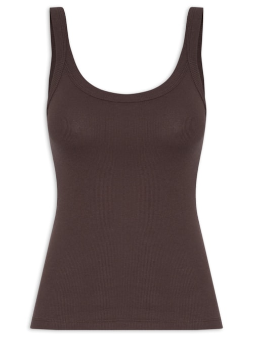 Regata Básica Feminina Slim Rib – Marrom