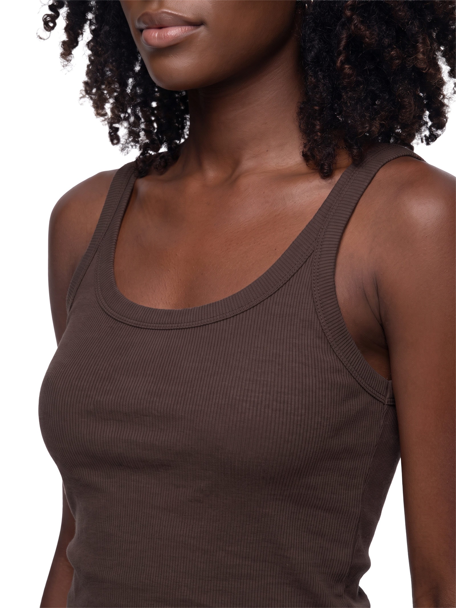 Regata Básica Feminina Slim Rib – Marrom Hering