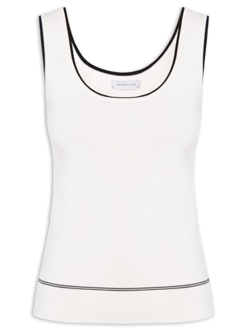 Regata Bicolor Feminina Em Tricot – Off White