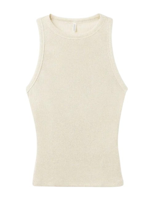 Regata Canelada Em Algodão Lamê – Amarelo