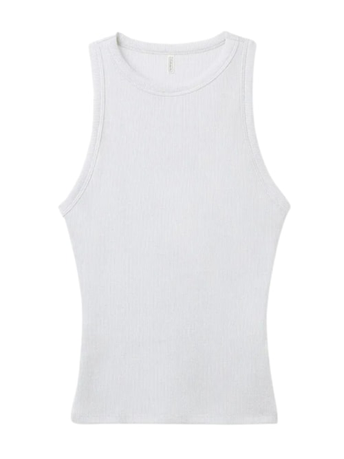 Regata Canelada Em Algodão Lamê – Cinza