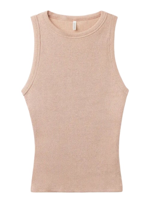 Regata Canelada Em Algodão Lamê – Rosa