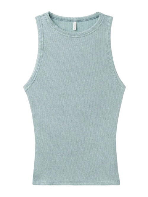 Regata Canelada Em Algodão Lamê – Verde