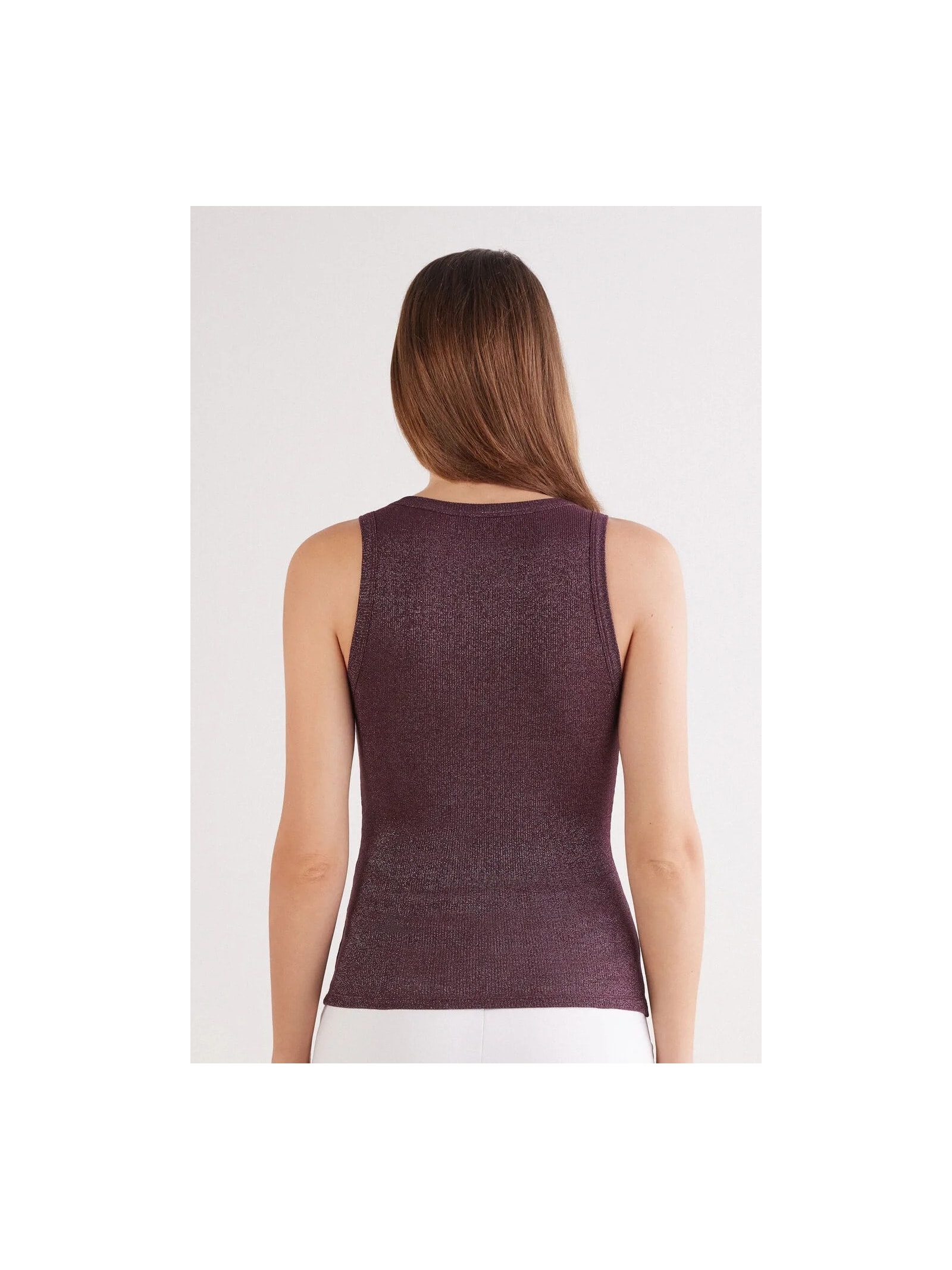 Regata Canelada Em Algodão Lamê Vermelho Intimissimi