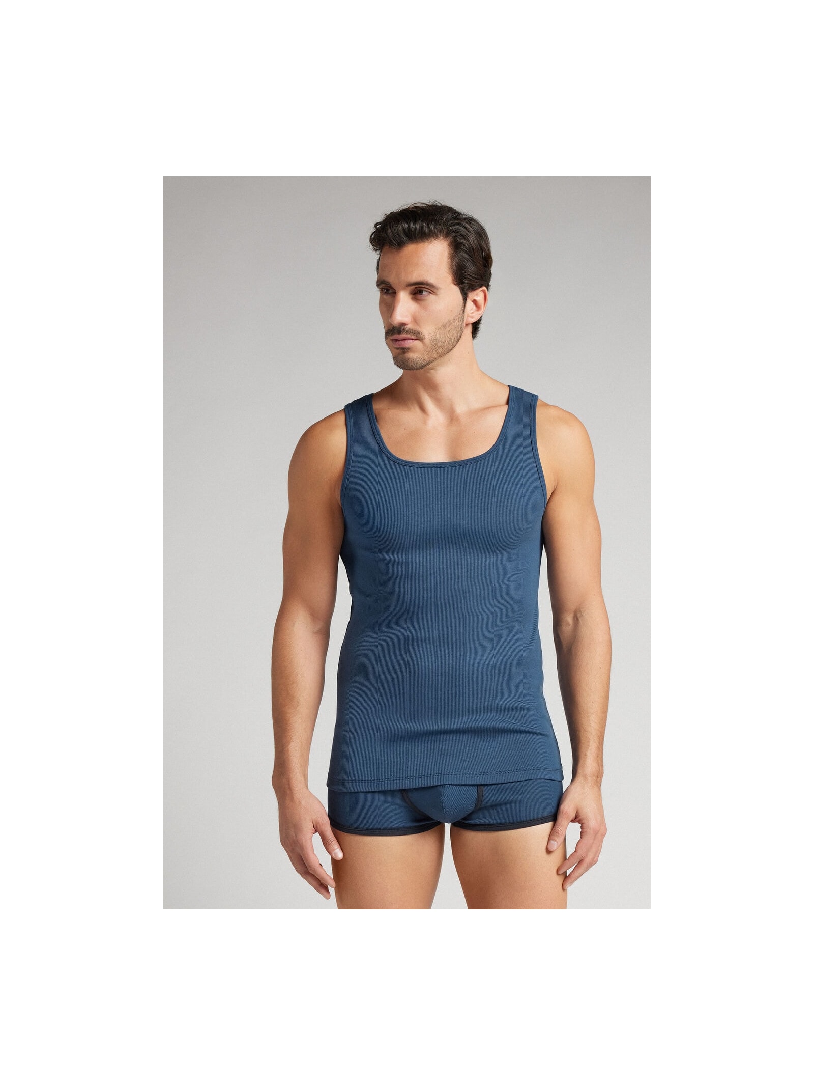 Regata Canelada Em Algodão Supima Azul Intimissimi