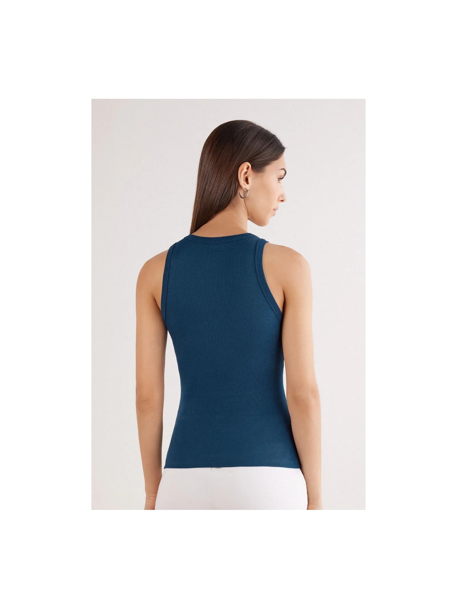 Regata Canelada Em Algodão Supima Azul Intimissimi