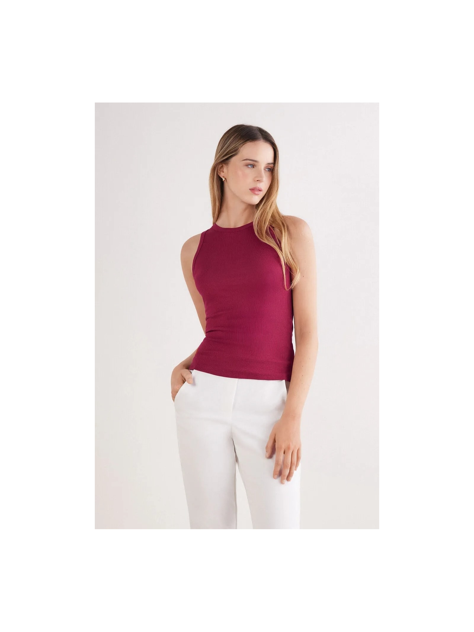 Regata Canelada Em Algodão Supima Bordô Intimissimi