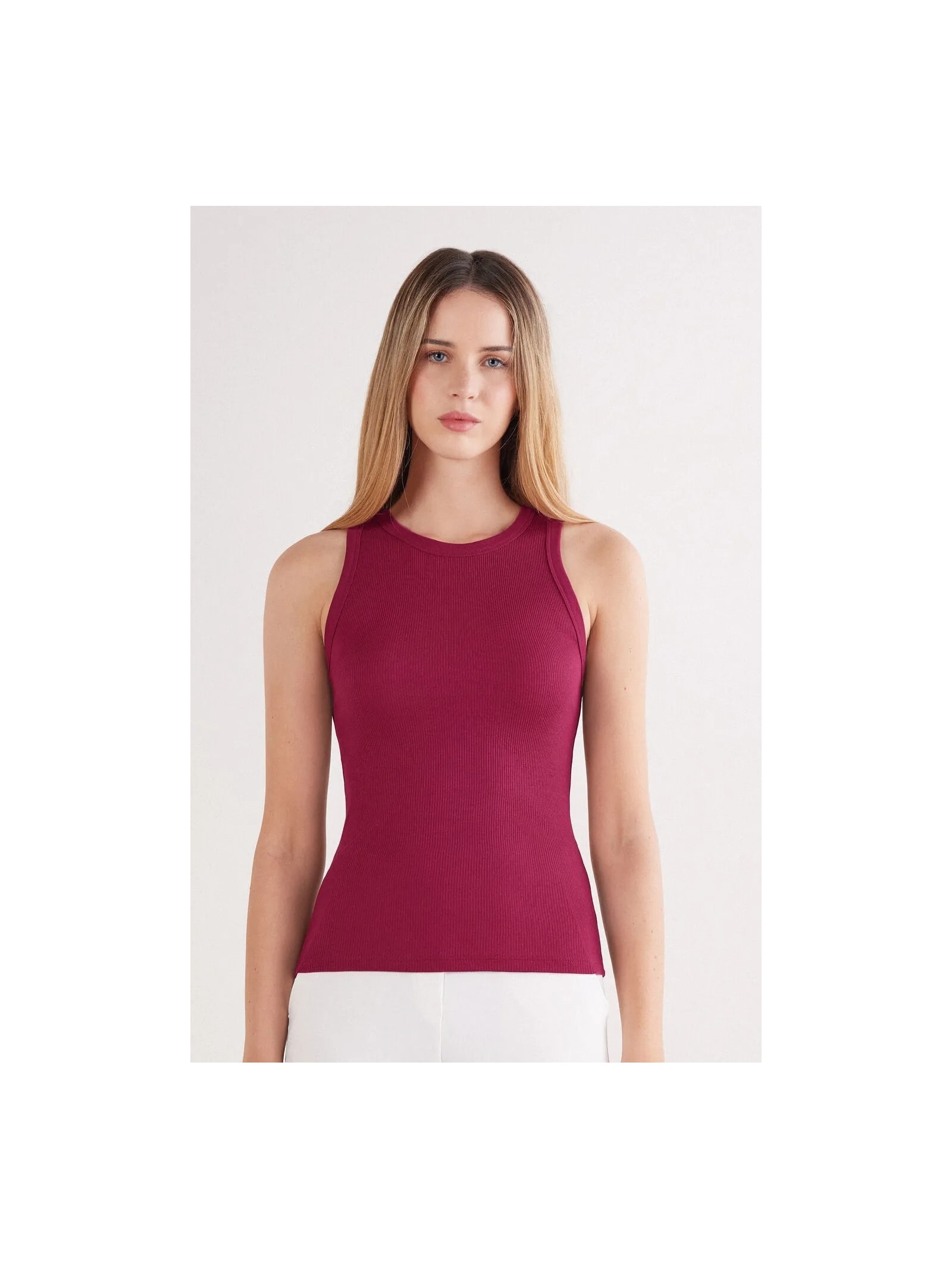 Regata Canelada Em Algodão Supima Bordô Intimissimi