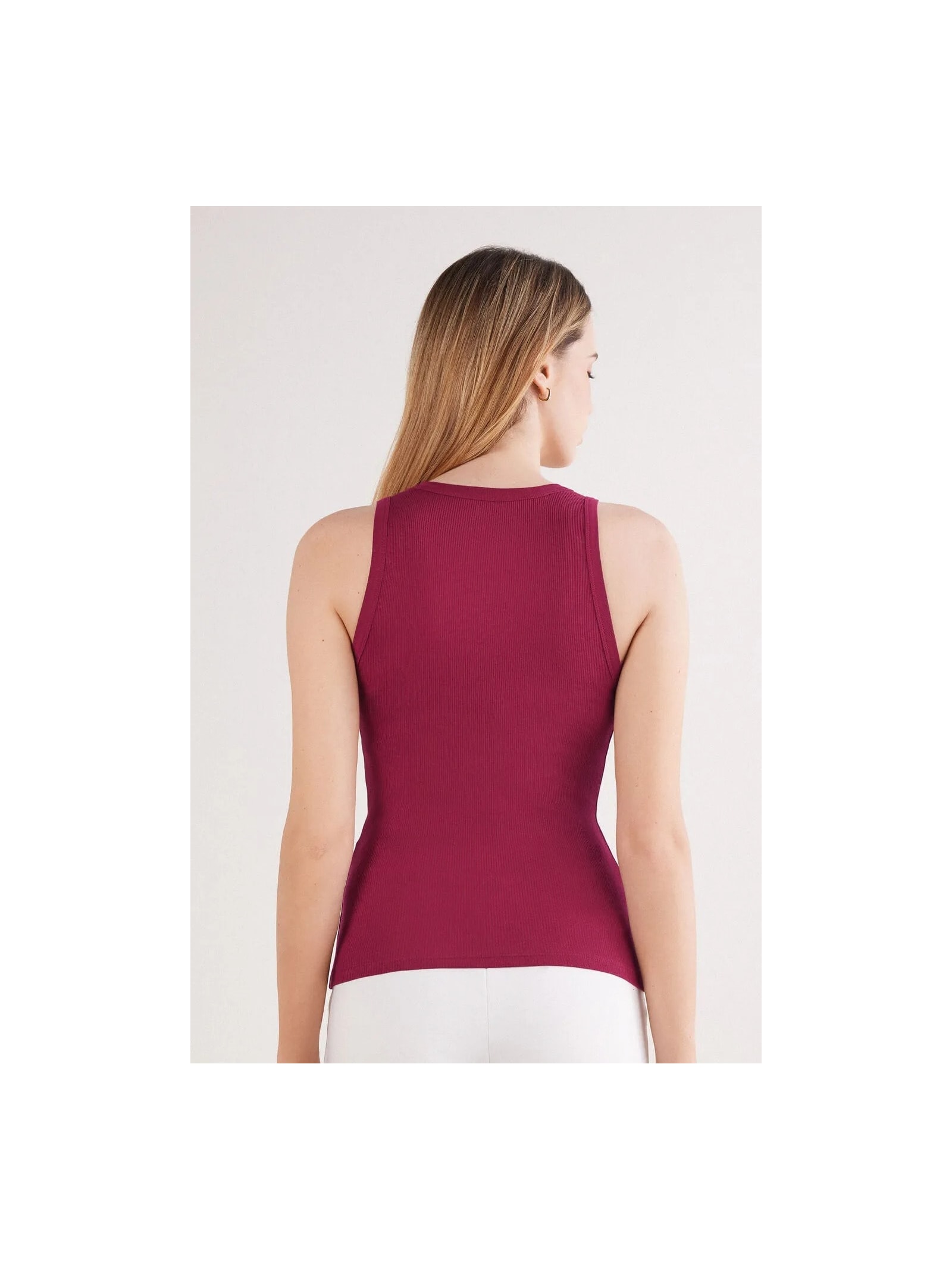 Regata Canelada Em Algodão Supima Bordô Intimissimi