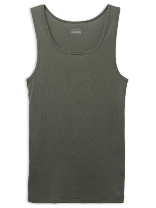 Regata Canelada Em Algodão Supima – Verde