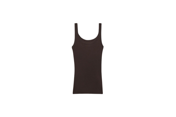 Regata Canelada Estilo Remador Em Algodão Supima - Marrom