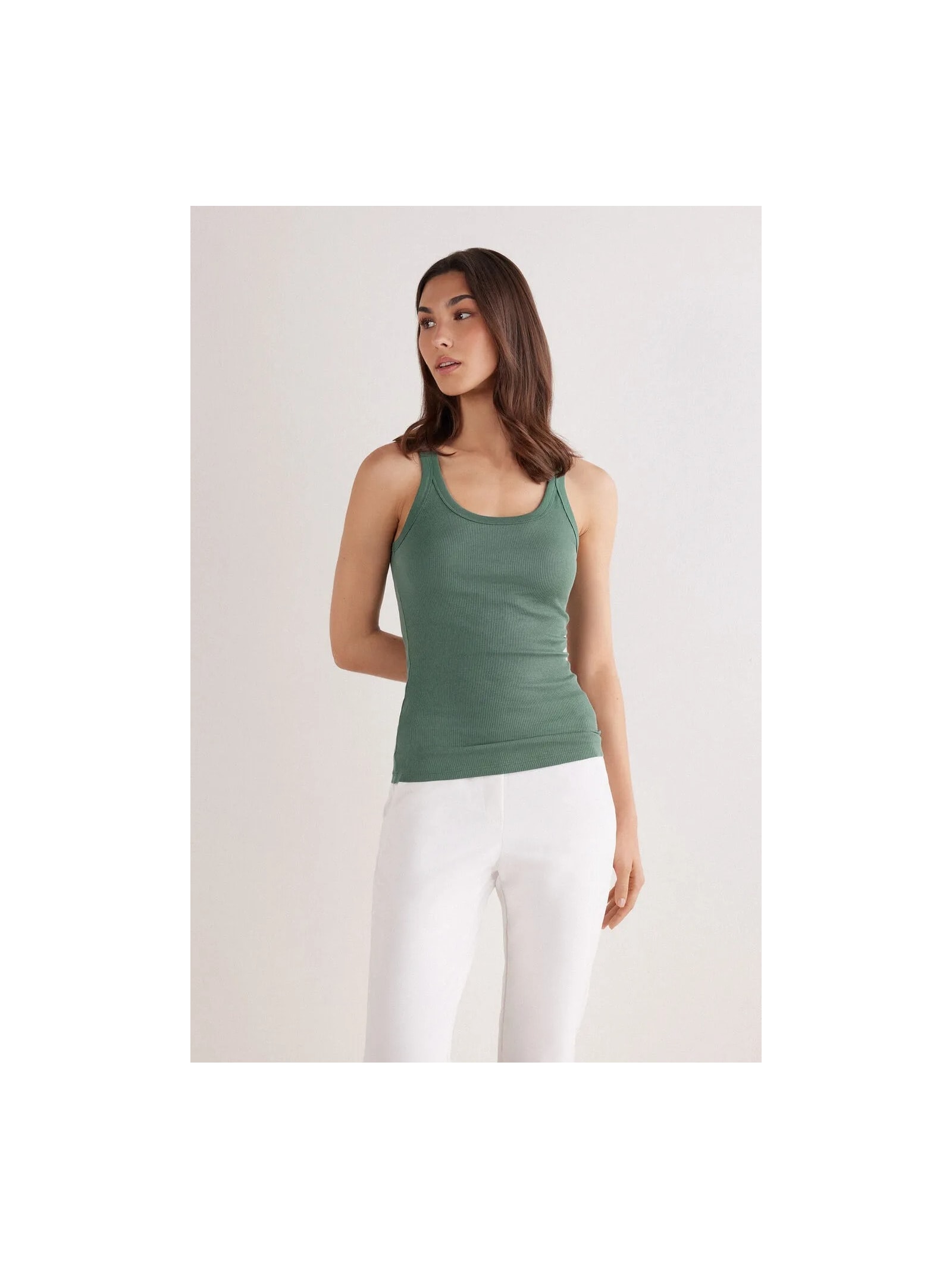 Regata Canelada Estilo Remador Em Algodão Supima Verde Intimissimi