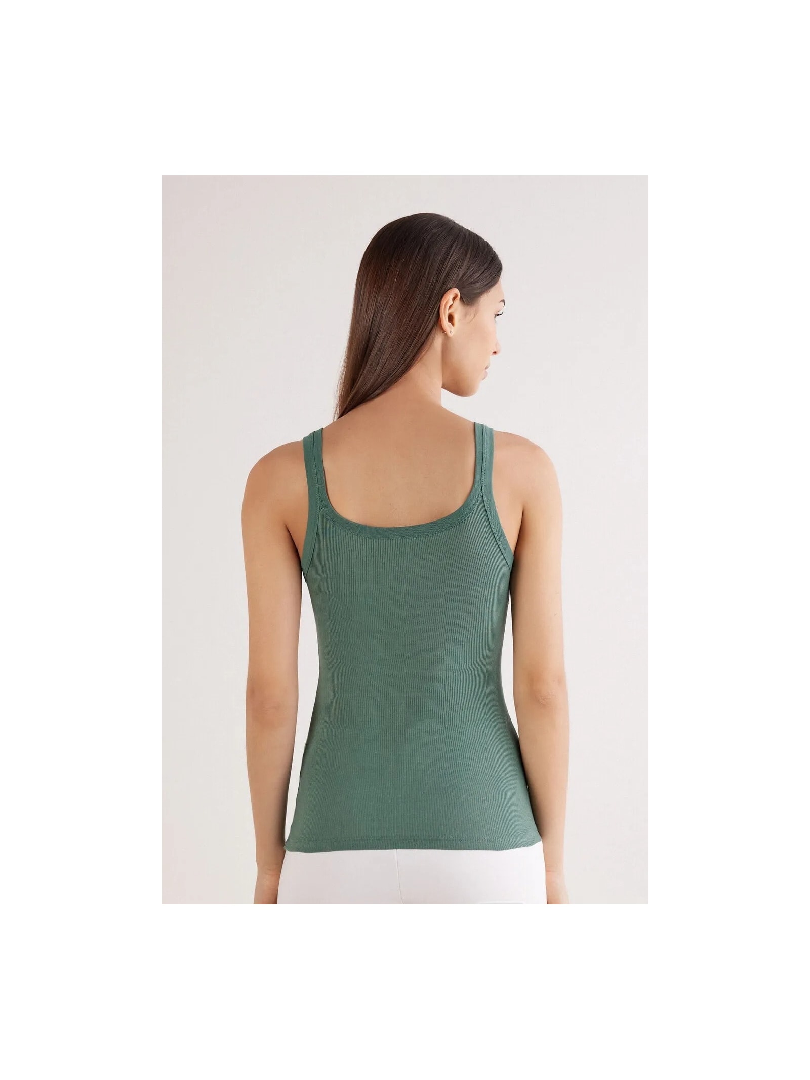 Regata Canelada Estilo Remador Em Algodão Supima Verde Intimissimi