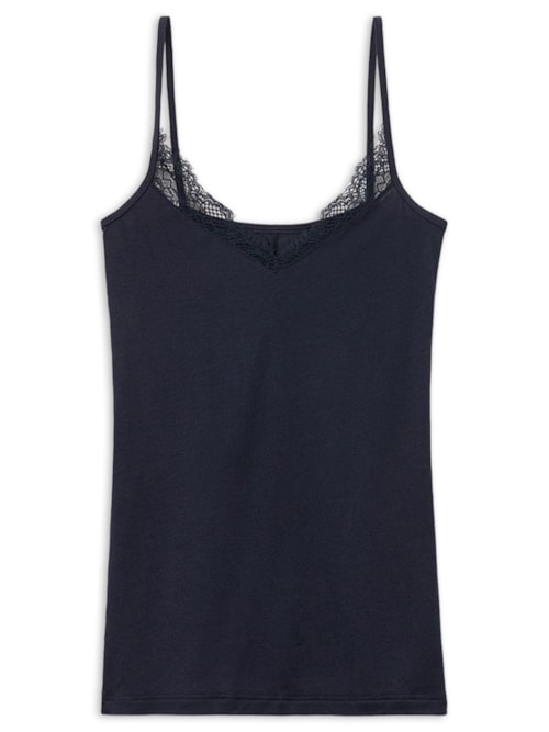 Regata Com Renda Em Modal Ultraleve Com Cashmere - Azul