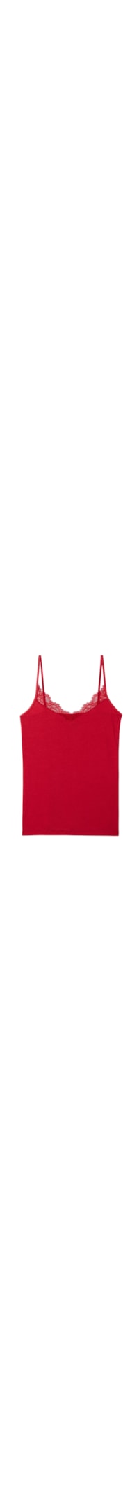Regata Com Renda Em Modal Ultralight Com Cashmere - Vermelho