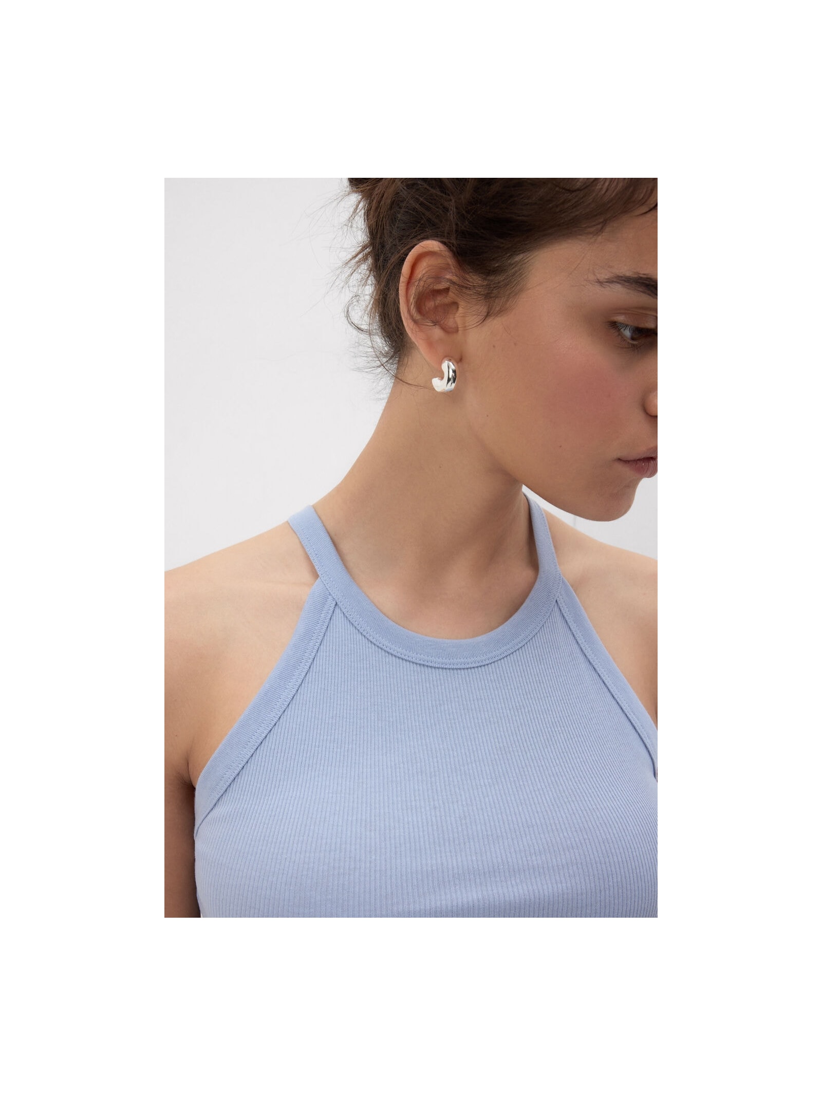 Regata Cropped Canelada Em Algodão Supima Azul Intimissimi