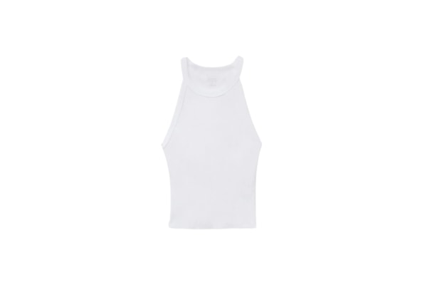 Regata Cropped Canelada Em Algodão Supima - Branco