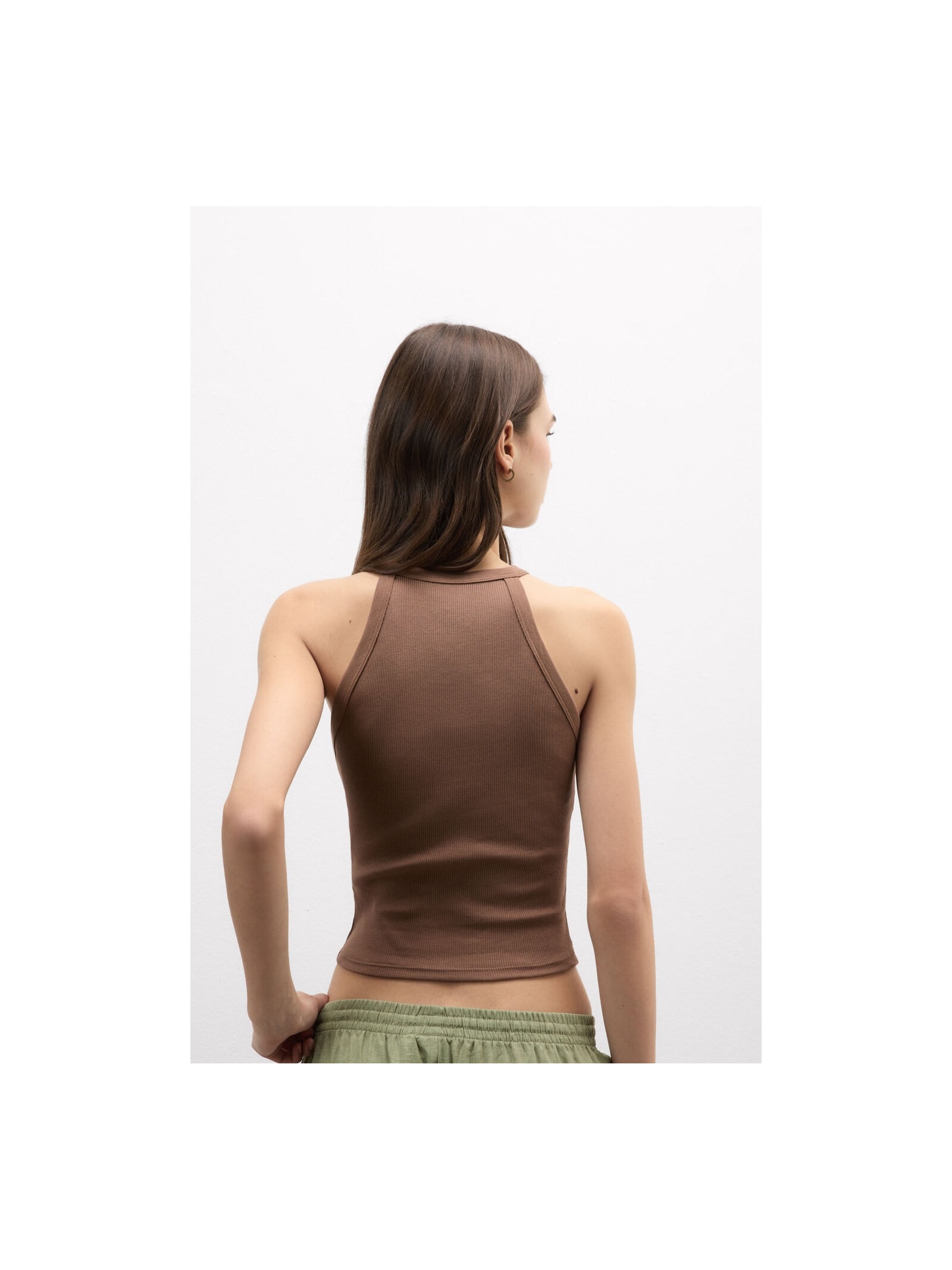 Regata Cropped Canelada Em Algodão Supima Marrom Intimissimi