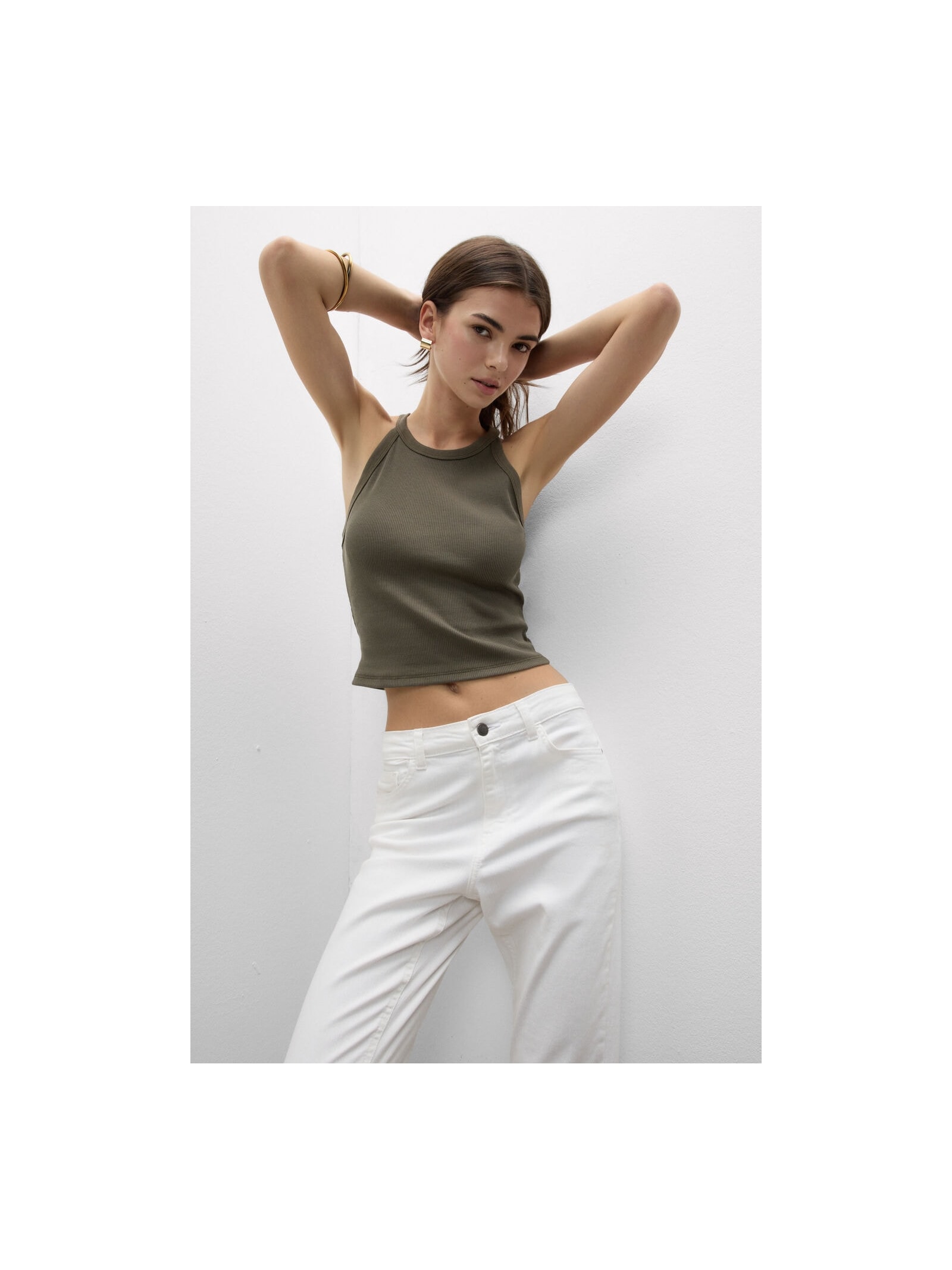 Regata Cropped Canelada Em Algodão Supima Verde Intimissimi