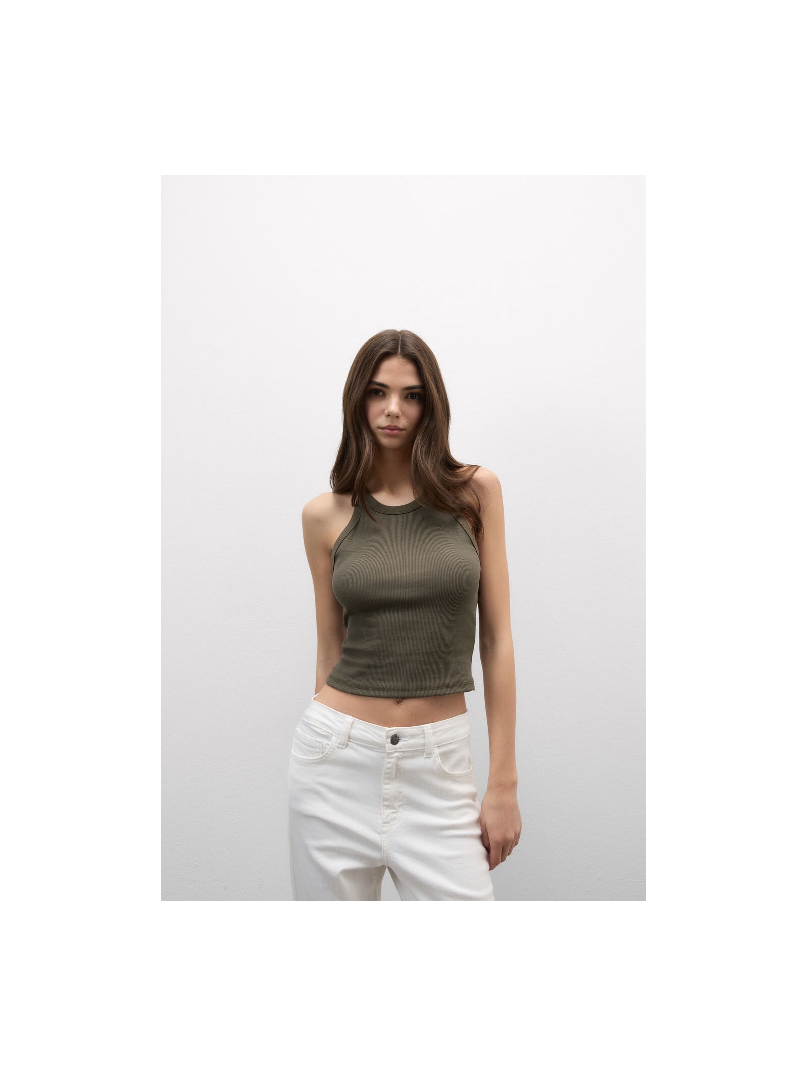 Regata Cropped Canelada Em Algodão Supima Verde Intimissimi