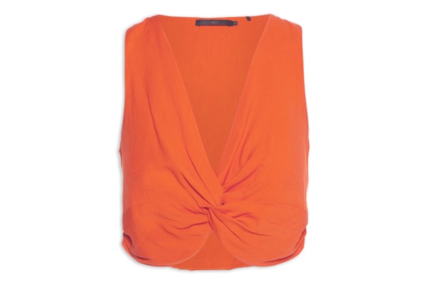 Regata Cropped Decote V Nó - Laranja