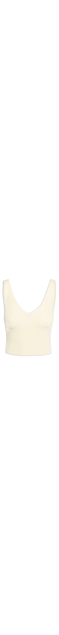 Regata Cropped Decote V Tricot - Amarelo